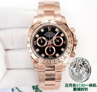 Clean Factory Rolex Daytona 4130 Movement Black Face Men’s Watch